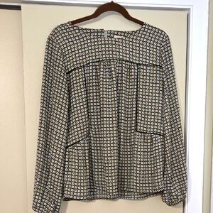 LOFT Long Sleeve Babydoll Floral Blouse Size Small